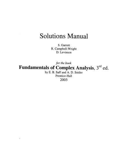 Fundamentals of Complex Analysis: with Applications to Engineering and Science (3rd edition) - PDF [Solutions Manual]